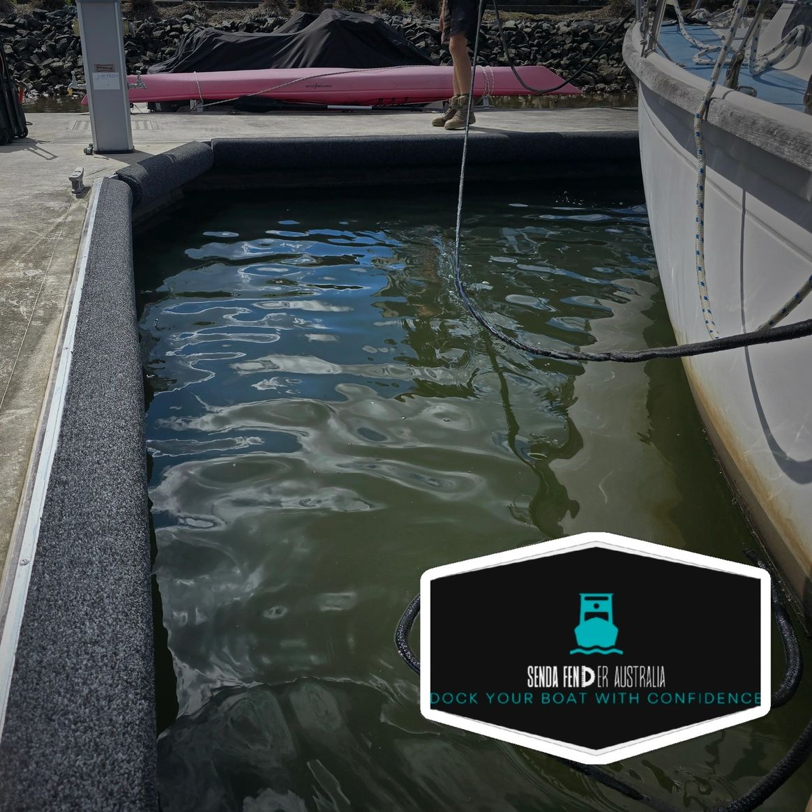 Marine fender protecting yacht hull on Gold Coast jetty