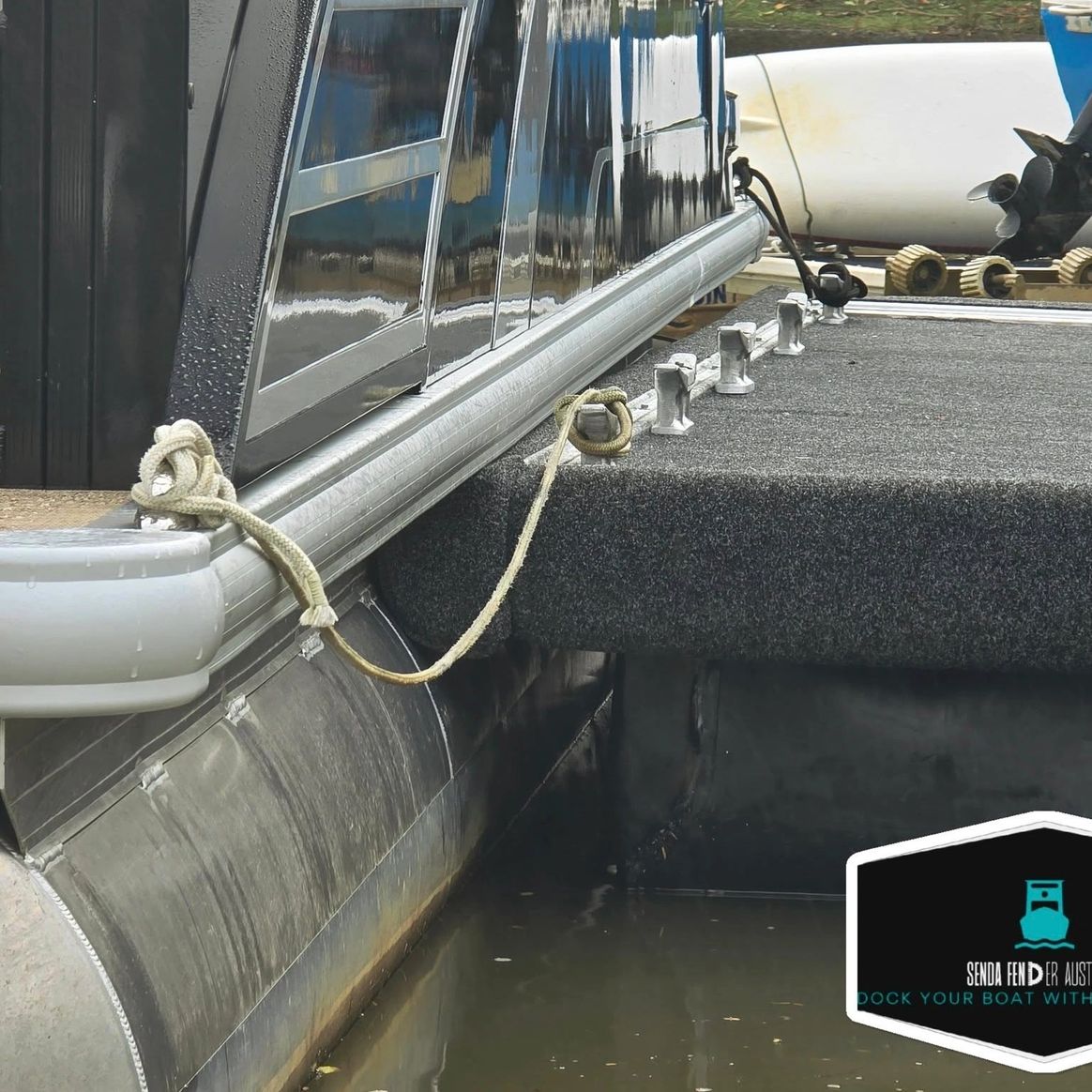 Close-up of marine-grade carpeted fender on Gold Coast dock